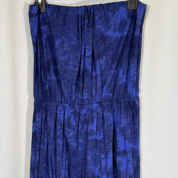 EXPRESS Royal Blue Tiedye Size Medium Strapless Dress Tube Top Sheer Bottom - Picture 11 of 14